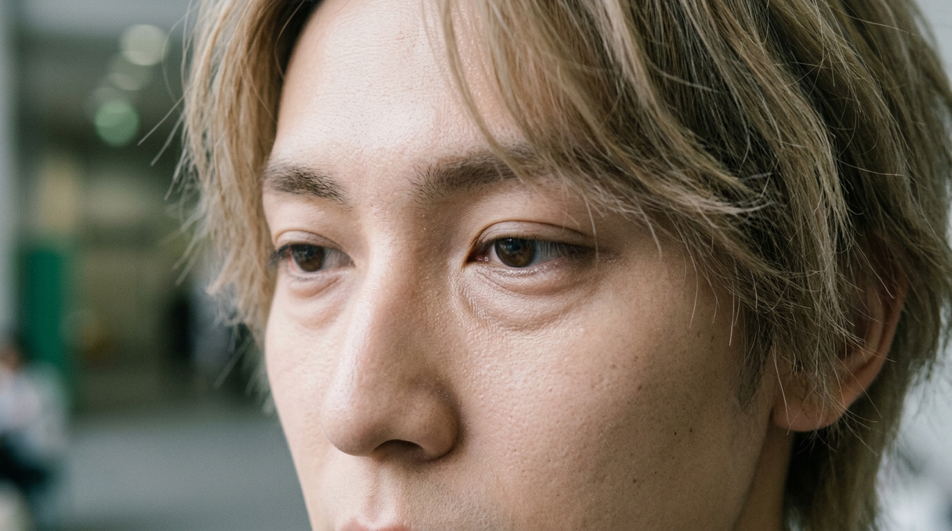 涙袋を自然&立体的に強調したコスプレメイクのアップ