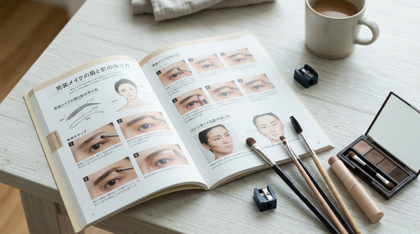 男装メイクの眉と影の作り方｜黄金比・手順・失敗例写真で徹底解説